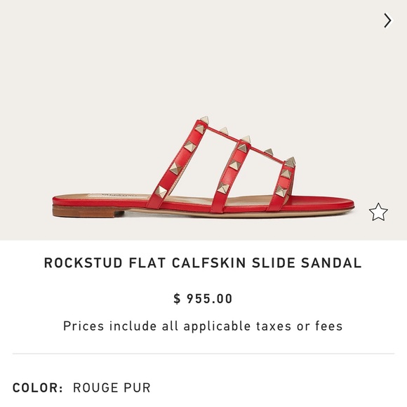 Valentino rockstud sandals slide flat calfskin blossomgold studs - Picture 2 of 10